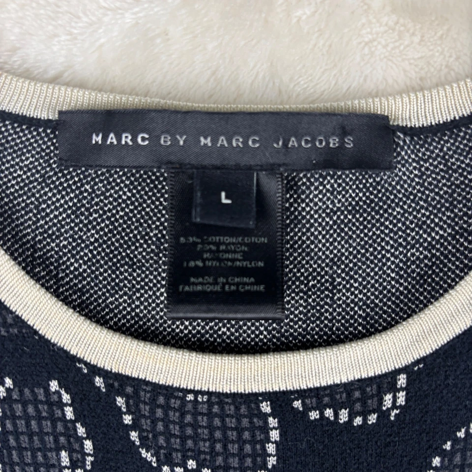 Vestido Marc by Marc Jacobs Negro Blanco Geométrico Cintura Caída Talla L Foto 3 de 4