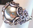 Vintage Beau Sterling Silver 925 Domed Filigree Adjustable Ring Size 5
