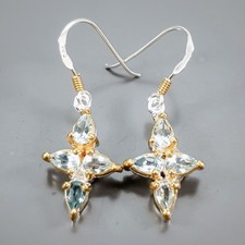 Fashion women jewelry Natural Blue Topaz Earrings 925 Sterling Silver /E134067