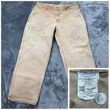Vintage Carhartt Made in USA Brown Duck Canvas Carpenter Pants 38x30 Distressed