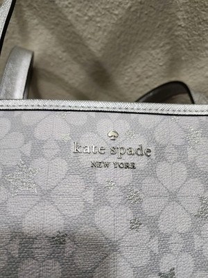 Kate Spade Flower Star Toss Platinum Large Tote Silver Bag Purse