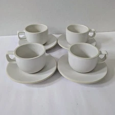 Sasaki Colorstone Matte White Coffee Cup & Saucer. Set Of 4.
