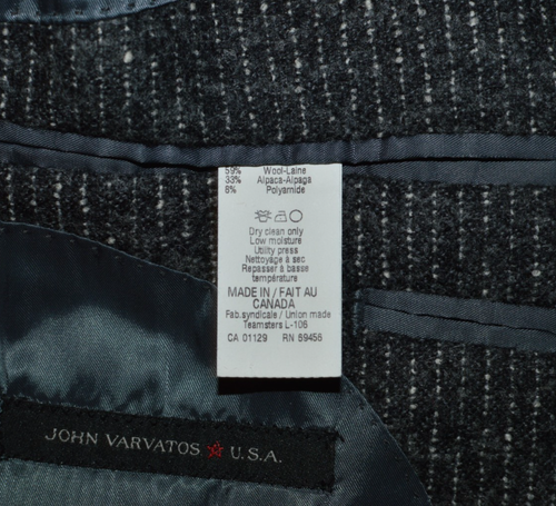 Alpaka! 46R 46 Regular R JOHN VARVATOS Luxe Handmade grau gestreift Blazer Anzug - Bild 13 von 15
