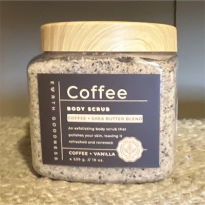 Earth Goodness Coffee Shea Butter Body Scrub Coffee Vanilla Scent 19 oz