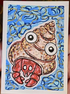 ACEO - Original Acrylic Illustration 2.5x3.5| "Hermit Crab" by Niamh Reilly