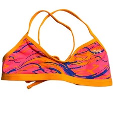 TYR DuraFast One WaveRider Mojave Tieback Swim Top Pink Orange - Small 4-6 NWOT