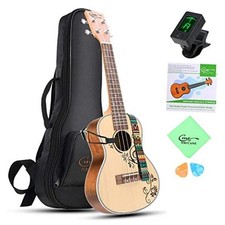 Concert Ukulele 23 Inch Flower Top Sapele Professional 23 Inch-Regular Spruce