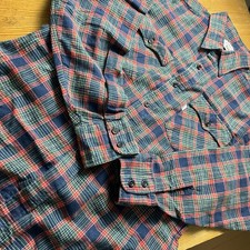 True vintage 70s levis flannel button down shirt green mens L American Heritage