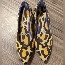 Rothy's Animal Print Knit Pointed Toe Slip-On Flats Womens US 6