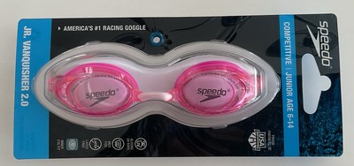 Racing Goggles Speedo Jr Vanquisher  Ages 6-14 Black Anti-Fog Blocks UV Rays