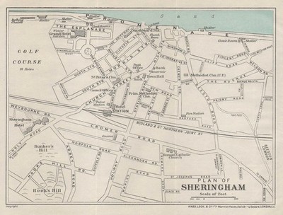 Sheringham Vintage Tourist Stadtplan. Norfolk. WARD LOCK 1931 alte Karte