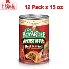 (12 Pack) Chef Boyardee Overstuffed Beef Ravioli With Rich Tomato Sauce, 15 oz
