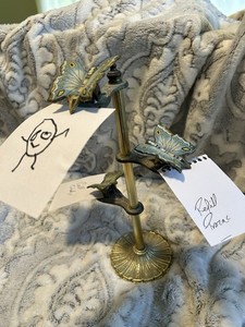 Vintage Allied Brass Three Tier Butterfly Clip Note Picture Holder Rare Misprint