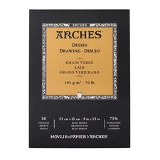 Arches Natural White Cotton Drawing Paper 9x12 Premium Art Pad Quality 75g