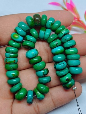 Natural Turquoise Beads Tibetan Tire Shape Green Gemstone Jewellery Supply 135 C