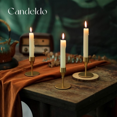 Gold Taper Candle Holders for Candlestick: Christmas Candles Holder Bulk Tabl... - Picture 6 of 7
