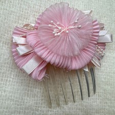 Vintage Asian Pink Kimono Hair Comb Ornament Wedding Elegant Korean Style