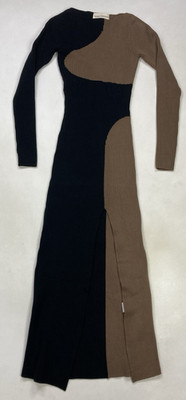 Mara Hoffman Aura Dress Women Small Brown Black Long Sleeve Midi Lenght