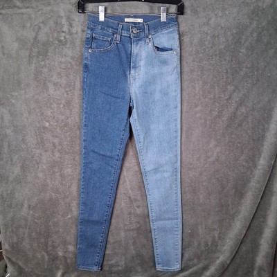Womens Levis Mile High Super Skinny Two-Tone Blue Jeans 25x30 High-Rise NWOT 
