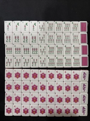 Pink Champagne American Mahjong Tiles Set 160 Tiles Orange Back Girls Night TA - Image 1 of 4