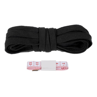 #ad Flat Drawstring Cord 10mm x 5 Yd Replacement Flat Rope with Ruler Black $13.31