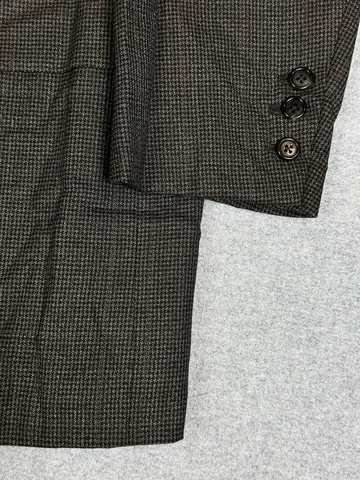 Blazer Oxxford Clothes para Hombres 42L Marrón Lana 3 Botones Hecho a Mano EE. UU. Pata de Gallo Foto 3 de 4