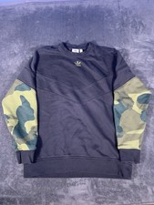 Adidas Pullover Sweatshirt Mens Large Black/Camo Trefoil Logo