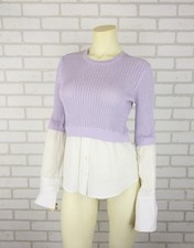 Veronica Beard Kaley Mixed Media Sweater Womens M Metallic Lilac READ