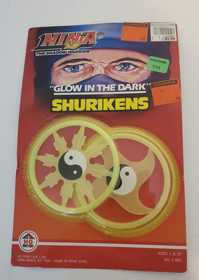 Vintage 80's HG Toys Ninja The Shadow Warrior Glow in the Dark Shurikens NIP