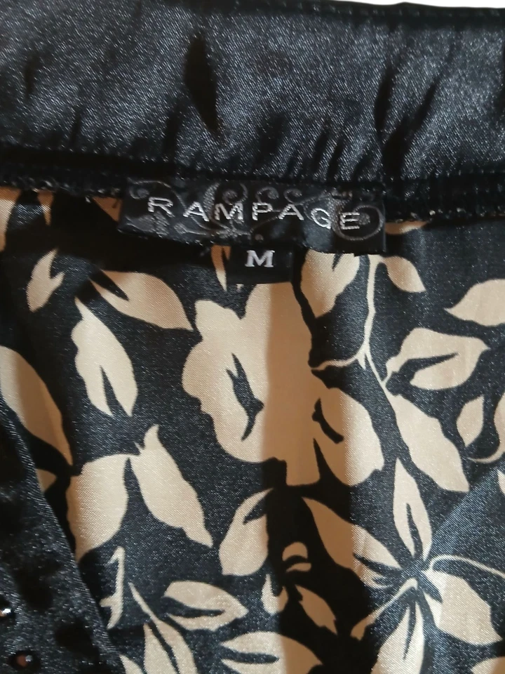 Vtg Y2K Black Cream Silky Satin Midi Dress Empire Waist Fairy Goth Floral Medium - Image 4 of 4