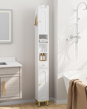 Bathroom Cabinet with Adjustable Shelves, Freestanding Floor Cabinet, Tall