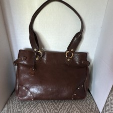 Vialini Brown Large Shoulder Bag Zip Closure ...