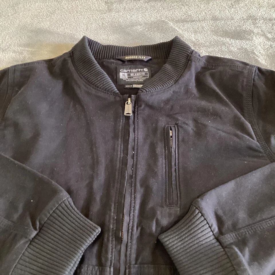 Carhartt Jacket Youth XL Black Rugged Flex Relaxed Fit Canvas Bomber OJ2524-W - Image 3 of 4