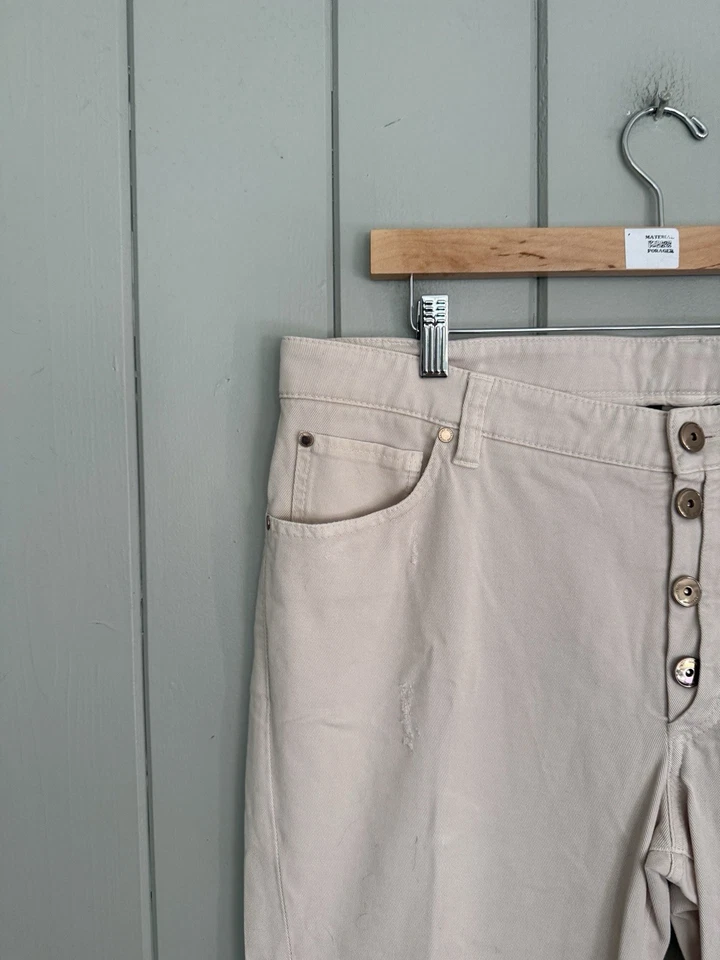 Новый с Ярлыками Brunello Cucinelli джинсовой ткани джинсы 14 ваниль слоновой кости тонкий ноги кнопка мухи новый - Изображение 2 из 4