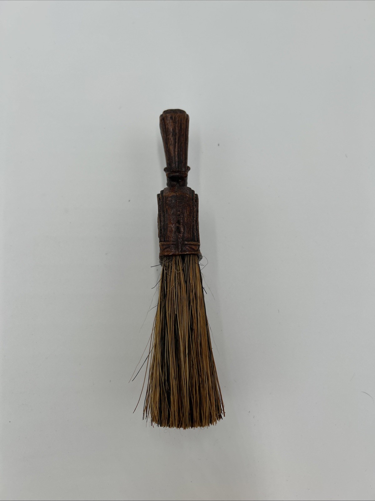 Vintage Antique Horse Hair Brush Clothes Brush Horse Design Wood Handle 7" Long
