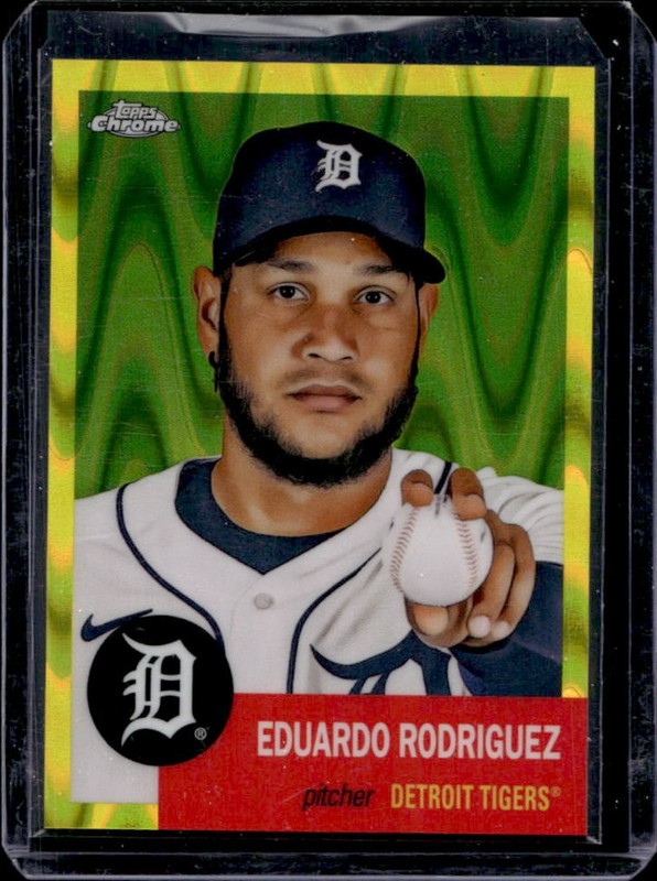 2022 Topps Chrome Platinum Eduardo Rodriguez Yellow RayWave Refractor #/250