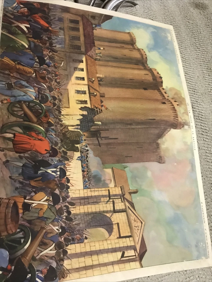 Carte scolaire Pédagogique Rossignol 76x56 Cm Histoire  La Prise De La Bastille - Photo 4/4