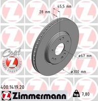 2X Zimmermann Bremsscheibe 400.1419.20 FüR MERCEDES-BENZ