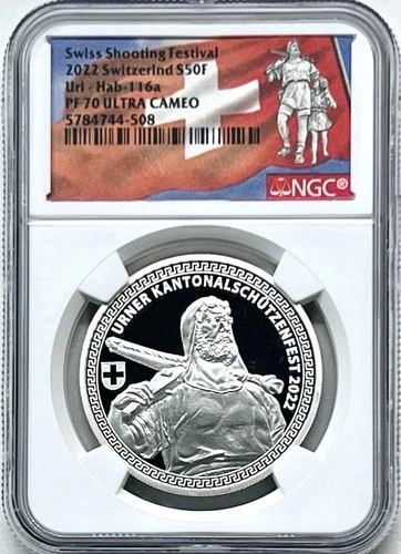 2022 Switzerland Swiss Shooting Festival Silver 50F URI-HAB-116A NGC PF70 UCAM