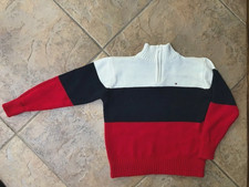 Tommy Hilfiger Boys EUC 6 Red/White/Blue 1/4 Zipper Sweater