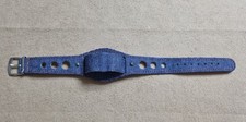 Vintage blue denim and leather watch strap with 18 mm lug width Winchester-Style