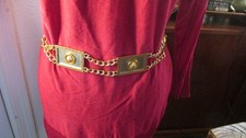 medusa gold tone chain belt four scare medusa motifs 37'' long