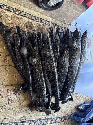 Lot Of 36 Soft Black Action Plastics Fishing Lures