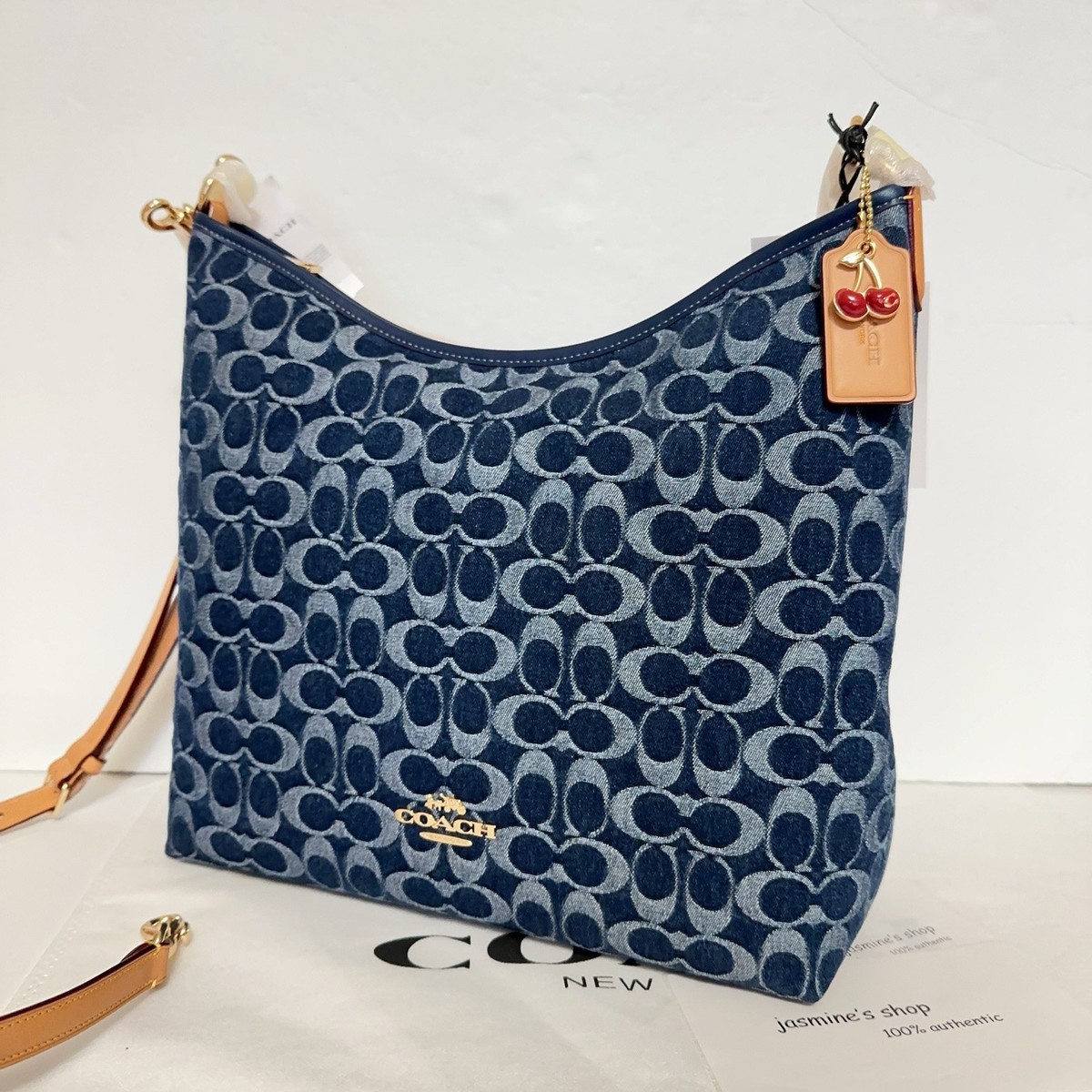 NWT Coach Laurel Large Shoulder Bag In Signature Denim CY697 | eBay