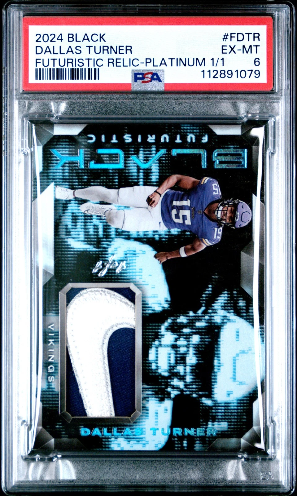 Dallas Turner Panini Black Futuristic Relics #FDTR Platinum 1/1