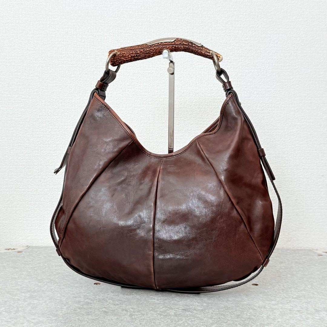 Borsa Yves Saint Laurent Mombasa in pelle marrone 22 cm anni 2000 con sacchetto antipolvere Docs