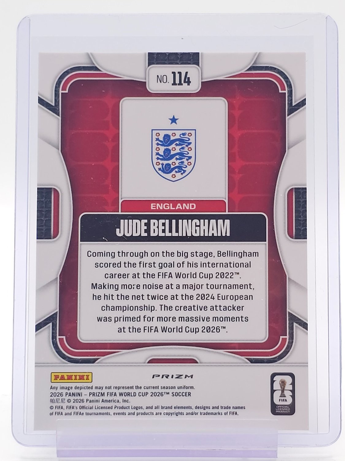 JUDE BELLINGHAM 2026 PANINI PRIZM FIFA WORLD CUP PANDORA #114 ENGLAND Q7505 view 2