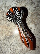 Metrix Wig-wag Tobacco Glass Hand Pipe Orange Yellow Black Spoon 4.5 Metrix Wig-wag Tobacco Glass Hand Pipe Orange Yellow Black Spoon 4.5