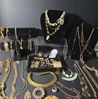 Vintage Gold Tone Costume Jewelry Lot 40+ pcs Necklaces Brooch Rings Earrings...