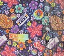 Custom Cotton Woven Fabric TV Show Stranger Things Floral By The 1/4 Yard 9x56